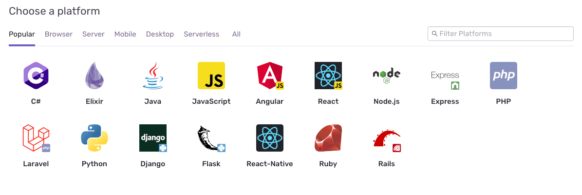 Sentry Choose Platform